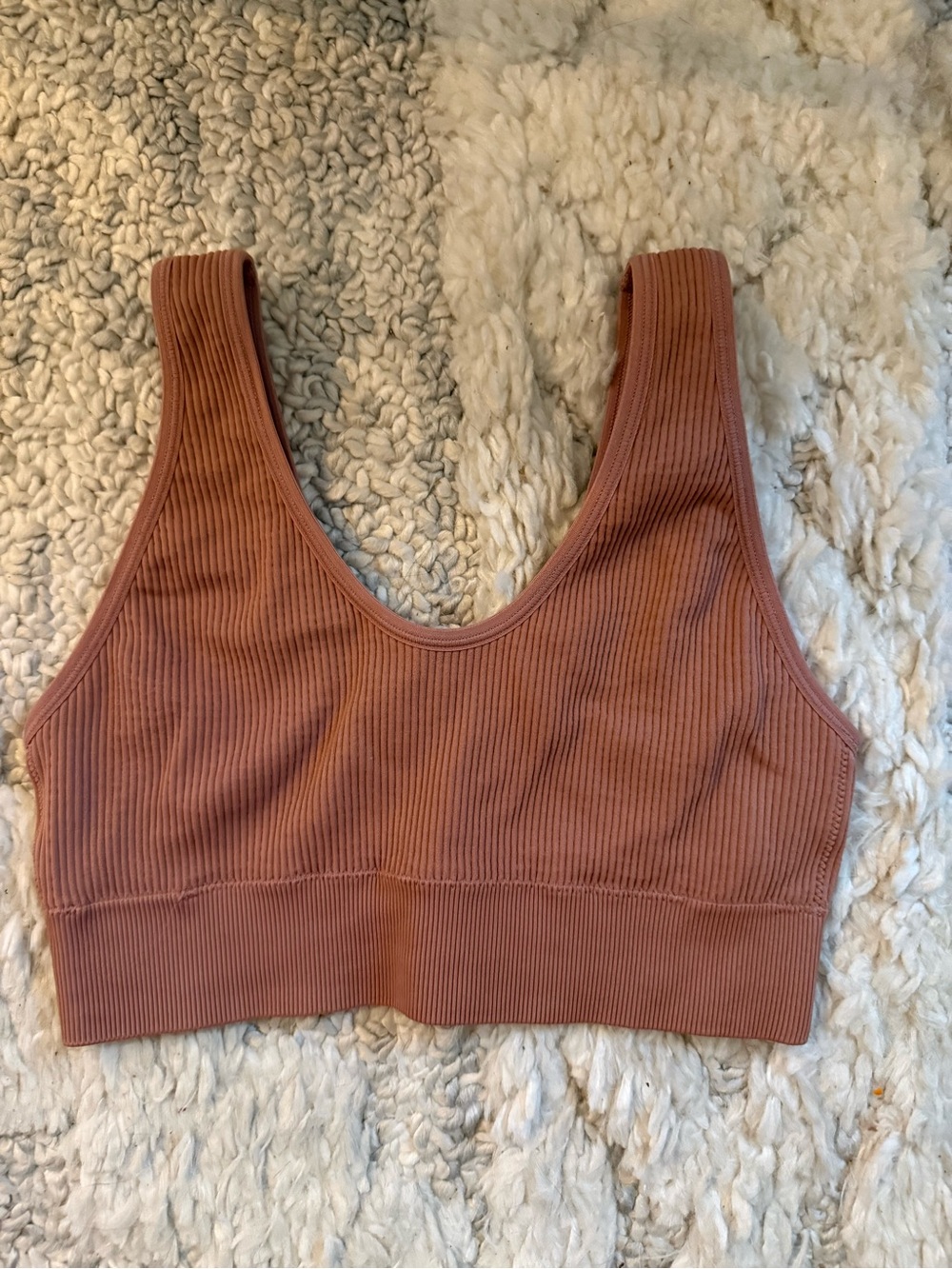 aerie Ribbed Scoop Bralette in Rust